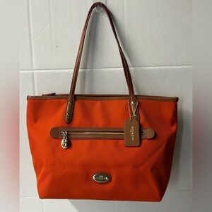 EUC Authentic Coach Sawyer Tote Orange Pepper Shoulder Bag Style # F37237